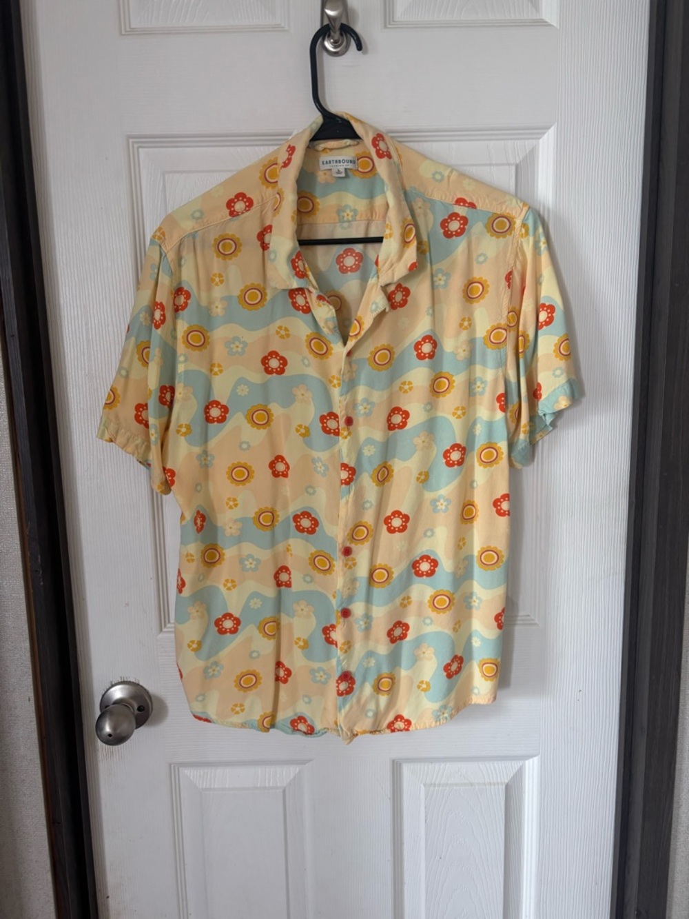 Earthbound Vintage-Inspired Yellow Floral Short-Sleeve Shirt